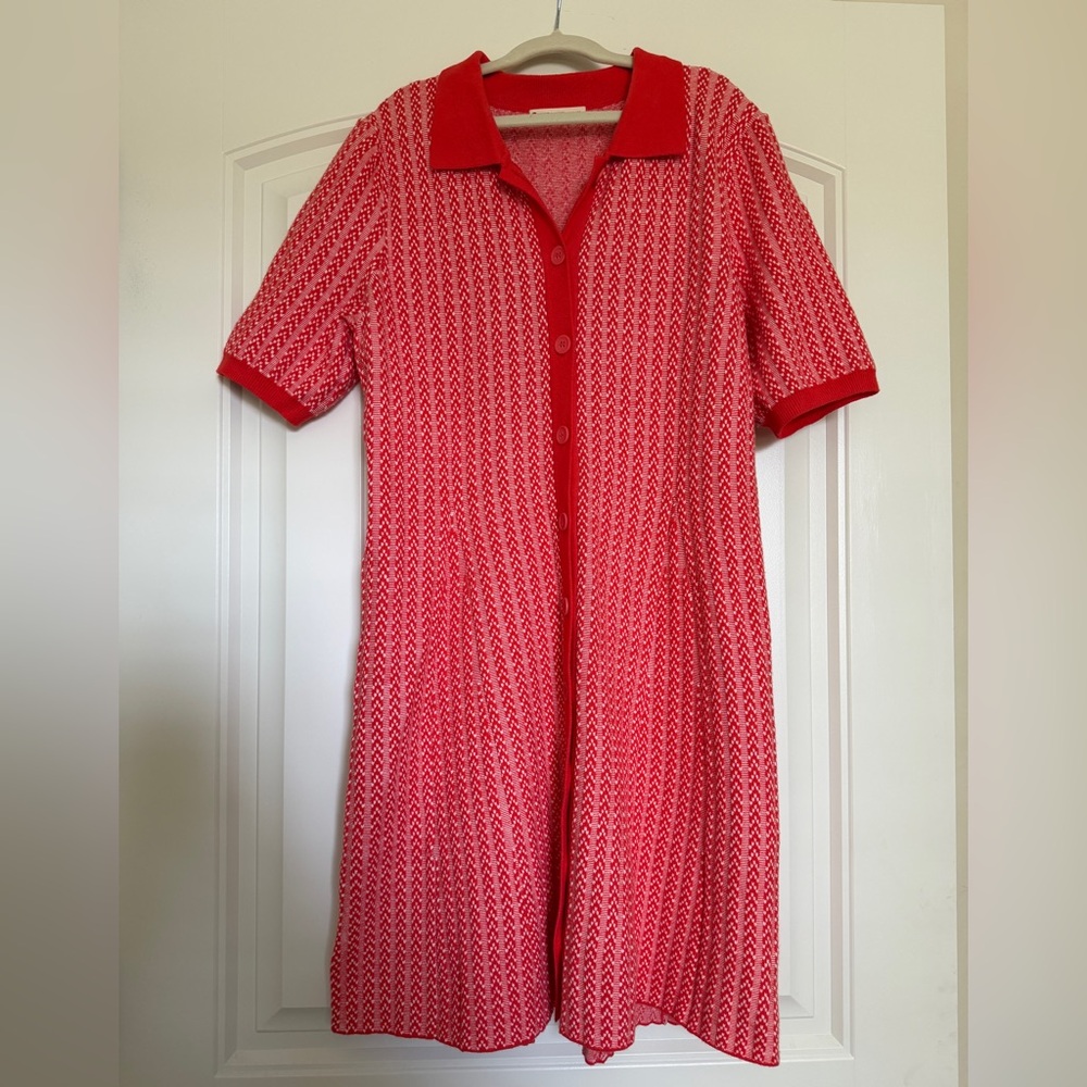 Marine Layer Red and White Knit Dress